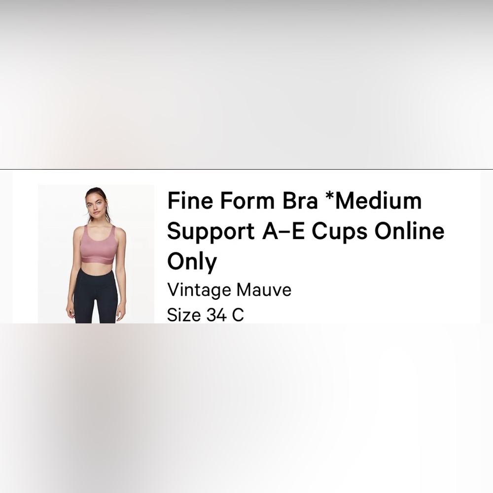 Lululemon Fine Form Bra - Size 34C